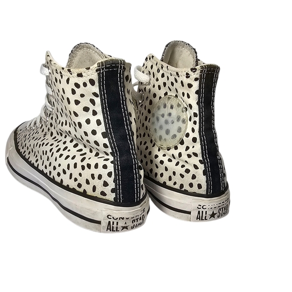 Converse Black and Cream Polka Dot High-Tops Sz 8 - Picture 6 of 9